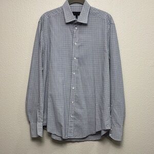 rag & bone Men's White, Blue & Gray  Button Down Shirt